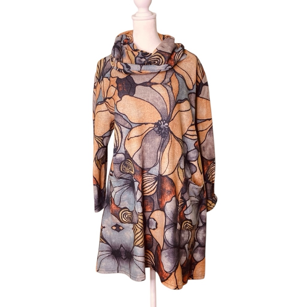 Floral Cowl Neck Tunic - Multicolor